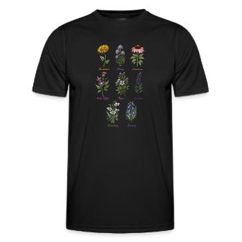 Botanical Herb & Flower Collection - Men's Functional T-Shirt - black - Front - AI Model Male 178 dark (178cm)