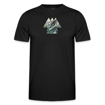 Vue triangulaire sur les montagnes - T-shirt sport Homme - noir - Devant - AI Model Male 178 dark (178cm)