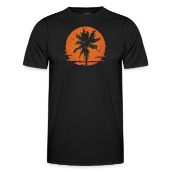 Distressed Sunset Palm Silhouette - Men's Functional T-Shirt - black - Front - AI Model Male 178 dark (178cm)