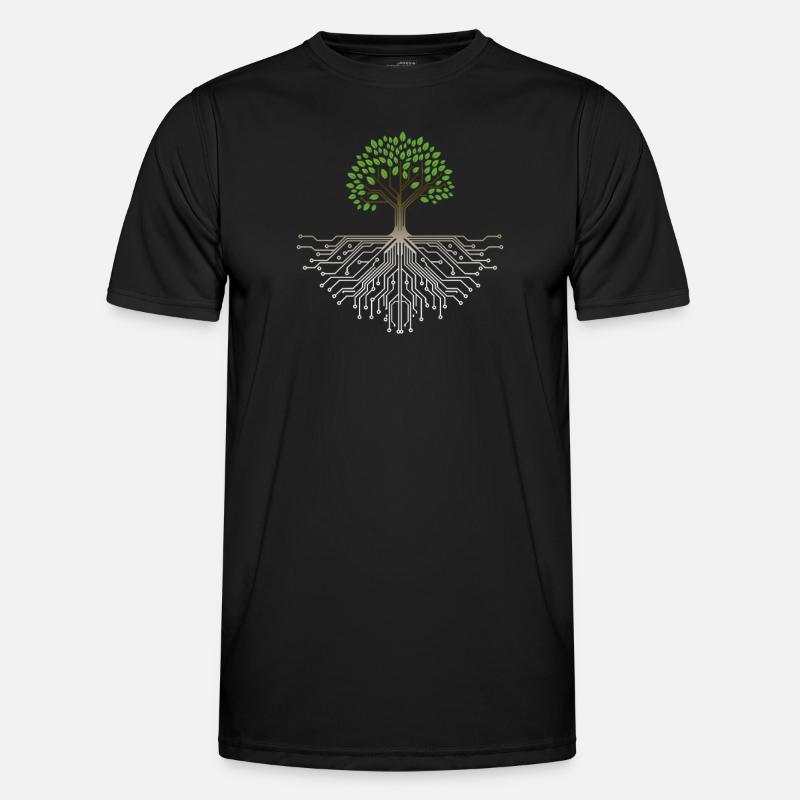 Tech Tree: Nature & Technology Fusion - Men's Functional T-Shirt - black