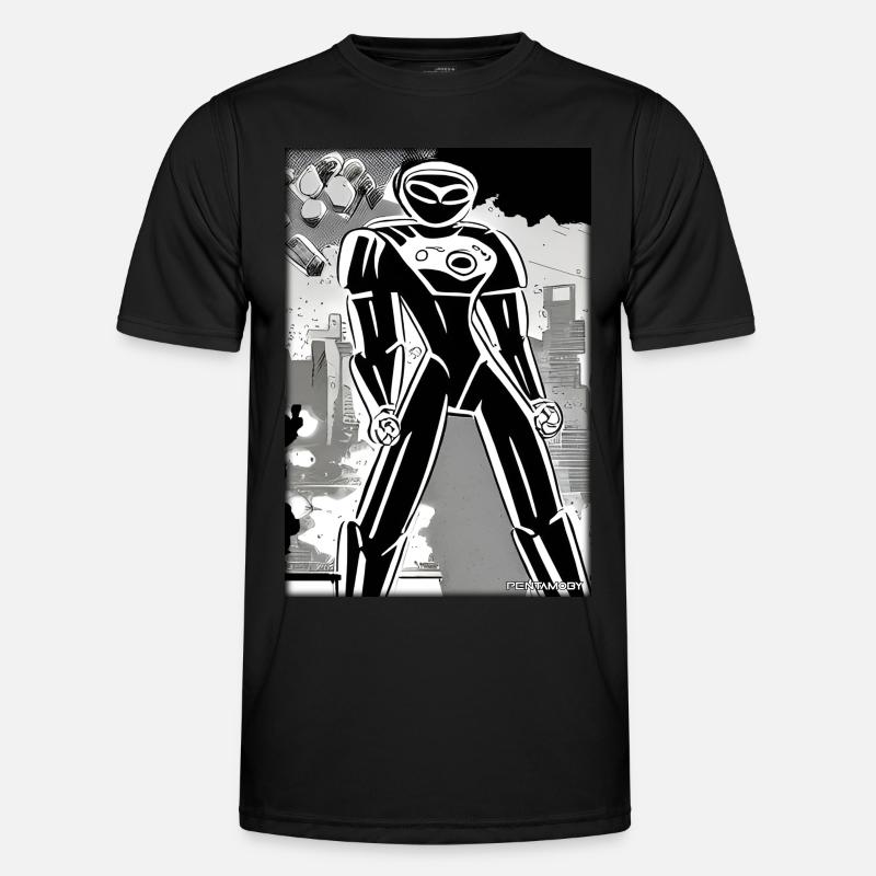 Robot Comic Future Cyborg Machine Technology T-shirt sport Homme