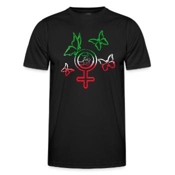 Woman Life Freedom, Butterflies,Iran,Flag - Men's Functional T-Shirt - black - Front - AI Model Male 178 dark (178cm)