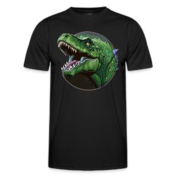 Tyrannosaure féroce et T-Rex préhistorique - T-shirt sport Homme - noir - Devant - AI Model Male 178 dark (178cm)