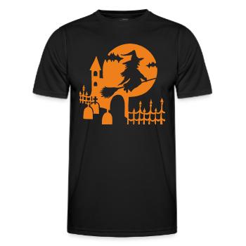 Halloween - Sorcière Cimetière - Orange - T-shirt sport Homme - noir - Devant - AI Model Male 178 dark (178cm)