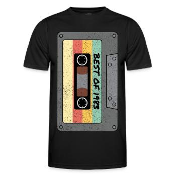 Best of 1983 Classic cassette tape original gift - Men's Functional T-Shirt - black - Front - AI Model Male 178 dark (178cm)