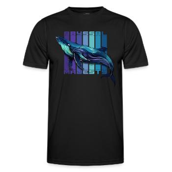 Abyssal Majesty: The Enigmatic Blue Whale - Men's Functional T-Shirt - black - Front - AI Model Male 178 dark (178cm)