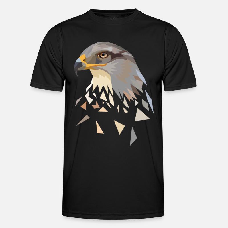 Adler geometrisch Low Poly Adlerkopf - Männer Funktions-T-Shirt - Schwarz