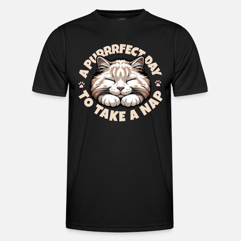 Funny Cat Lover Gift - Men's Functional T-Shirt - black