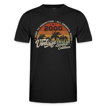 Millésime 2000 Anniversaire Rétro 2000 - T-shirt sport Homme - noir - Devant - AI Model Male 178 dark (178cm)