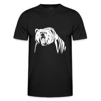 Bear is angry with white bear yelling - Men's Functional T-Shirt - black - Front - AI Model Male 178 dark (178cm)