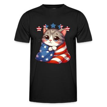Tous les chats américains Fête de l'Indépendance Cat America - T-shirt sport Homme - noir - Devant - AI Model Male 178 dark (178cm)
