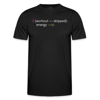 Fun workout and coding design - Men's Functional T-Shirt - black - Front - AI Model Male 178 dark (178cm)