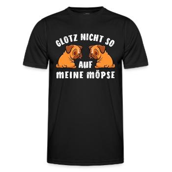 Mops - Glotz nicht so auf meine Möpse - Kostüm - Männer Funktions-T-Shirt - Schwarz - Vorne - AI Model Male 178 dark (178cm)