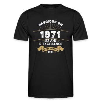 Hergestellt im Jahr 1971 53 Jahre Original-Exzellenz - Männer Funktions-T-Shirt - Schwarz - Vorne - AI Model Male 178 dark (178cm)