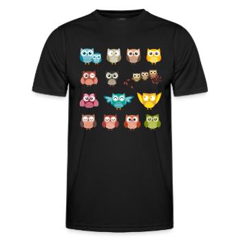 Eule - Männer Funktions-T-Shirt - Schwarz - Vorne - AI Model Male 178 dark (178cm)