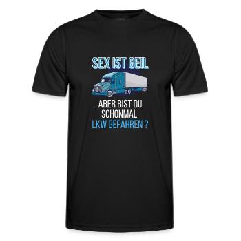 Lustiger Sex Spruch LKW LKW Fahrer Spruch - Männer Funktions-T-Shirt - Schwarz - Vorne - AI Model Male 178 dark (178cm)