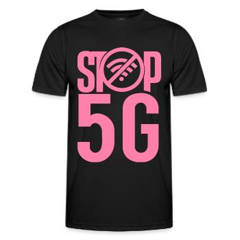 Stoppt 5G Gegner Netzwerk Strahlung Mobilfunk - Männer Funktions-T-Shirt - Schwarz - Vorne - AI Model Male 178 dark (178cm)