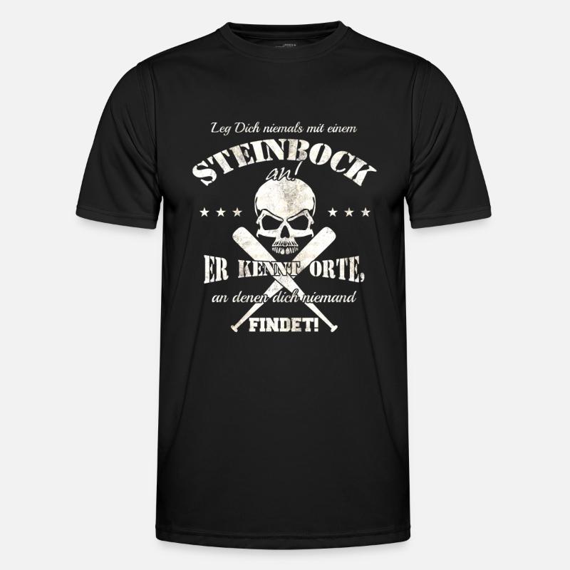 Steinbock - Männer Funktions-T-Shirt - Schwarz