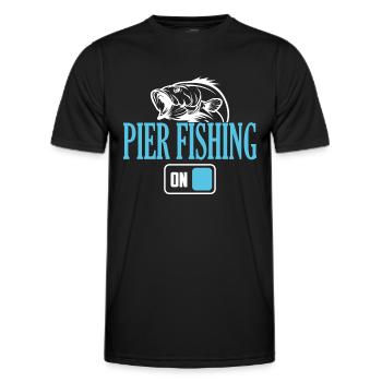 Fisherman Pier Fishing Mode On - Men's Functional T-Shirt - black - Front - AI Model Male 178 dark (178cm)