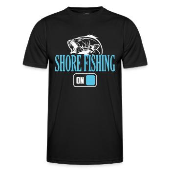 Fisherman Shore Fishing Mode On - Men's Functional T-Shirt - black - Front - AI Model Male 178 dark (178cm)
