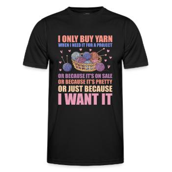 Only Buy Yarn When I Need It For Project Knitting - T-shirt sport Homme - noir - Devant - AI Model Male 178 dark (178cm)