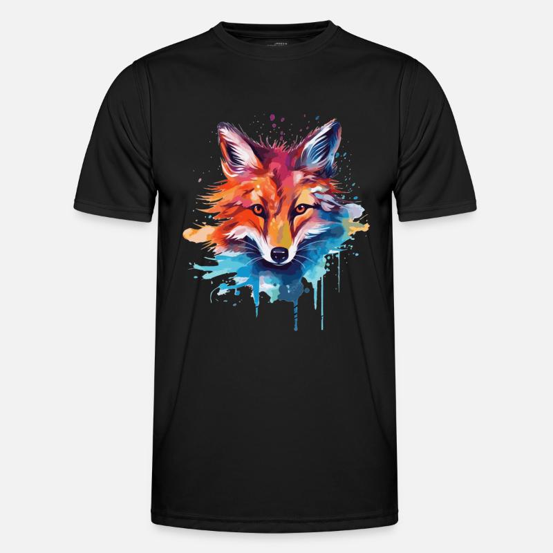 Watercolor Fox, Fox - Men's Functional T-Shirt - black