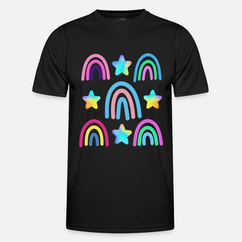 bunter Regenbogen und Sterne Männer Funktions-T-Shirt