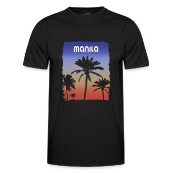 Manila Philippines Sunset Vacation Souvenir Palm - Men's Functional T-Shirt - black - Front - AI Model Male 178 dark (178cm)