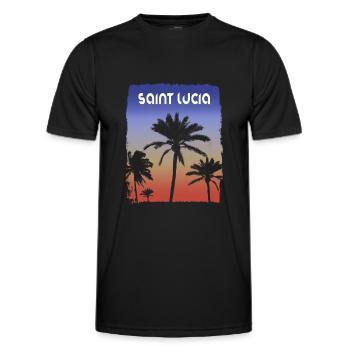 Saint Lucia Sunset Vacation Souvenir Palm Tree - Men's Functional T-Shirt - black - Front - AI Model Male 178 dark (178cm)