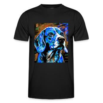 Portrait de chien beagle - T-shirt sport Homme - noir - Devant - AI Model Male 178 dark (178cm)