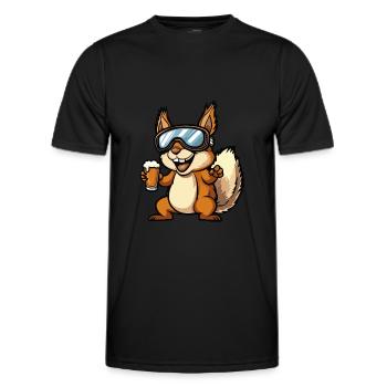 Écureuil Après-Ski Bière Bande dessinée - T-shirt sport Homme - noir - Devant - AI Model Male 178 dark (178cm)