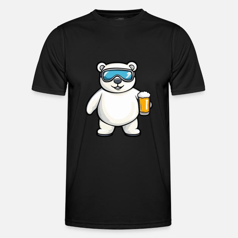 Eisbär Apres Ski Bier Comic - Männer Funktions-T-Shirt - Schwarz