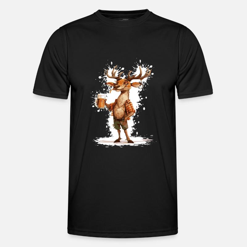 Deer Beer Funny - Men's Functional T-Shirt - black