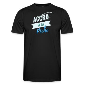 Accro à la pêche - T-shirt sport Homme - noir - Devant - AI Model Male 178 dark (178cm)