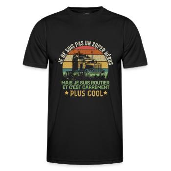 Chauffeur routier , cadeau pour chauffeur routier - T-shirt sport Homme - noir - Devant - AI Model Male 178 dark (178cm)