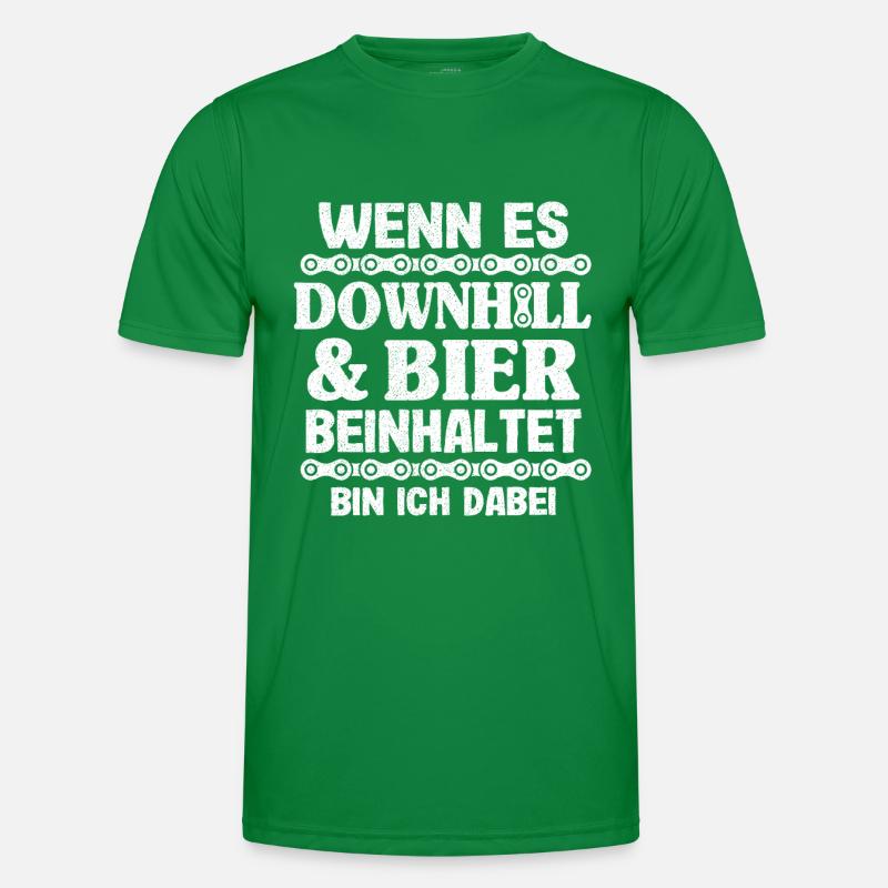 Downhill & Bier Mountainbiker MTB Geschenk Spruch Männer Funktions-T-Shirt