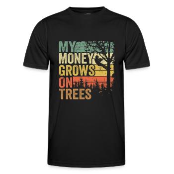 My Money Grows On Trees Funny Arborist Gift Tree - Men's Functional T-Shirt - black - Front - AI Model Male 178 dark (178cm)