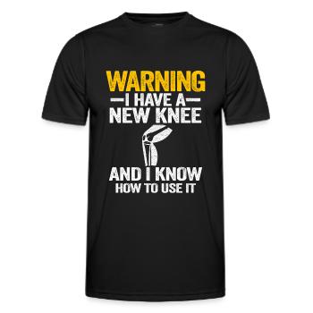 Warning I Have A New Knee Knee Replacement - Men's Functional T-Shirt - black - Front - AI Model Male 178 dark (178cm)
