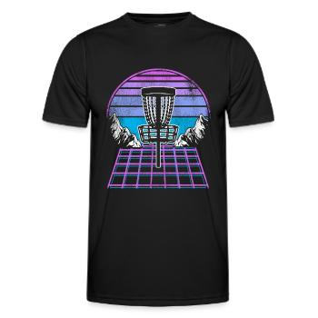 Disc Golf 80s Retrowave Vintage Frisbee Golf Hobby - T-shirt sport Homme - noir - Devant - AI Model Male 178 dark (178cm)