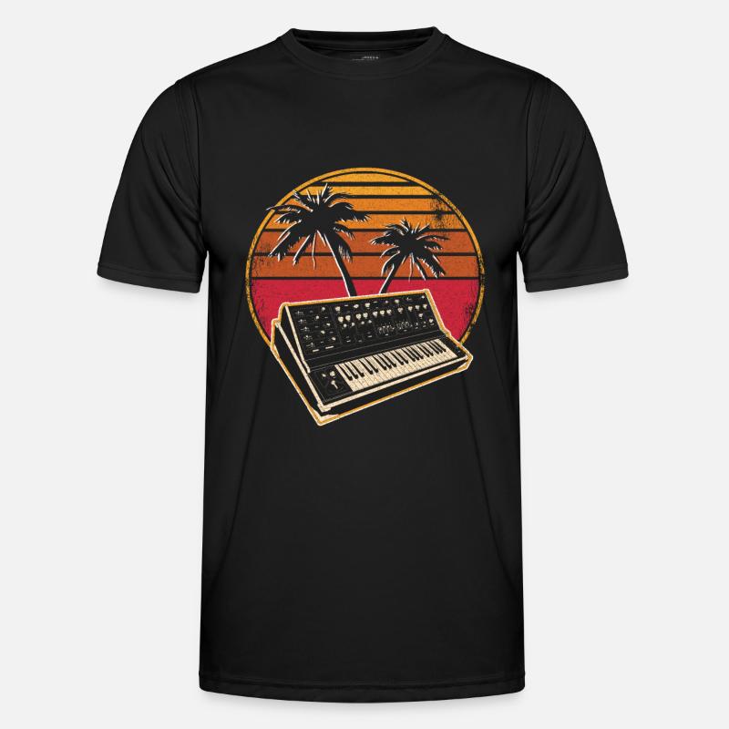 Analog Synthesizer Vintage 70s Sunset Synth - Men's Functional T-Shirt - black