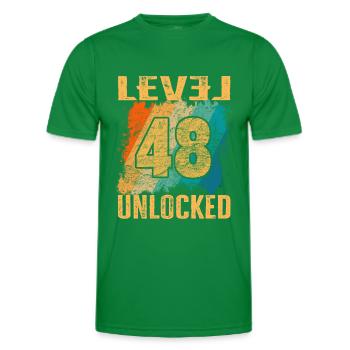 Geburtstag Geschenk Level Unlocked 48 Jahre - Männer Funktions-T-Shirt - Kelly Green - Vorne - AI Model Male 178 dark (178cm)