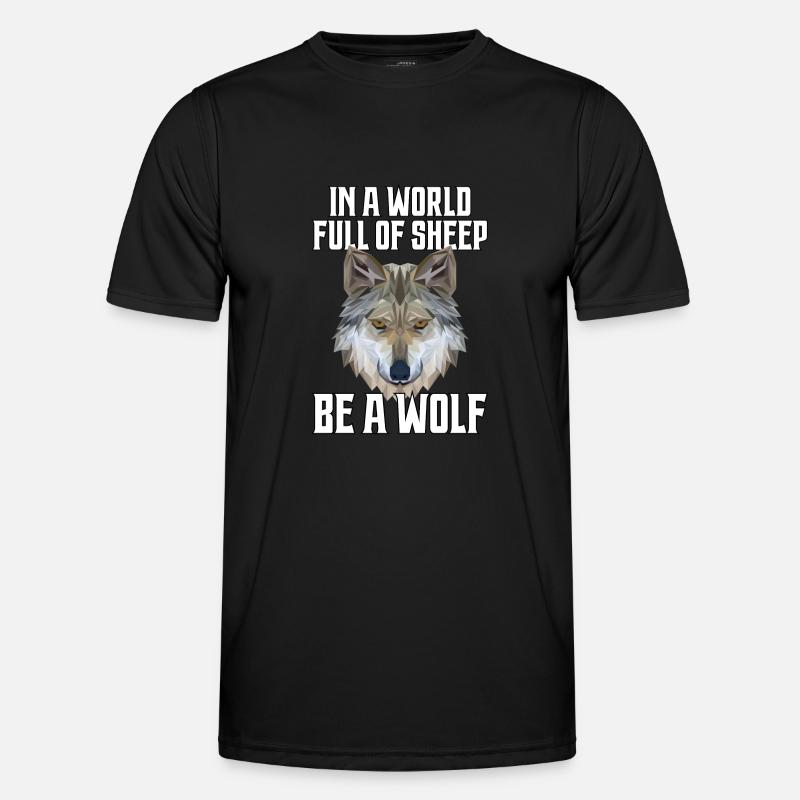 Wolf Polygon - Men's Functional T-Shirt - black