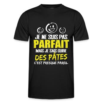 Cuire des pâtes cadeau drôle humour étudiant coloc - T-shirt sport Homme - noir - Devant - AI Model Male 178 dark (178cm)