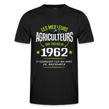 Agriculteur né en 1962 / naissance humour - T-shirt sport Homme - noir - Devant - AI Model Male 178 dark (178cm)