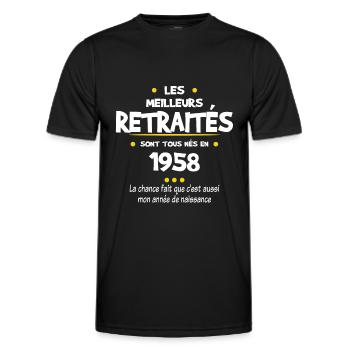 Retraite et 1958 cadeau humour retraité - T-shirt sport Homme - noir - Devant - AI Model Male 178 dark (178cm)