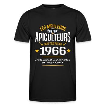 Apiculteur né en 1966 / naissance humour - T-shirt sport Homme - noir - Devant - AI Model Male 178 dark (178cm)