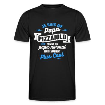 papa pizzaiolo mais plus cool - T-shirt sport Homme - noir - Devant - AI Model Male 178 dark (178cm)