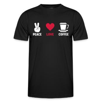 Frieden Liebe Kaffee - Männer Funktions-T-Shirt - Schwarz - Vorne - AI Model Male 178 dark (178cm)