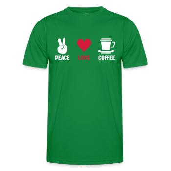 Frieden Liebe Kaffee - Männer Funktions-T-Shirt - Kelly Green - Vorne - AI Model Male 178 dark (178cm)