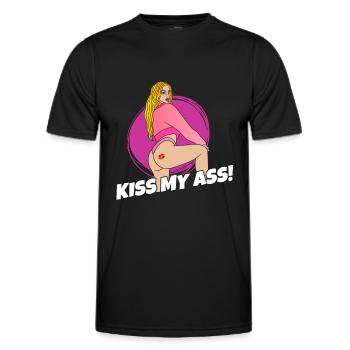 FILLE ÉROTIQUE SEXY EMBRASSE MON CUL - T-shirt sport Homme - noir - Devant - AI Model Male 178 dark (178cm)